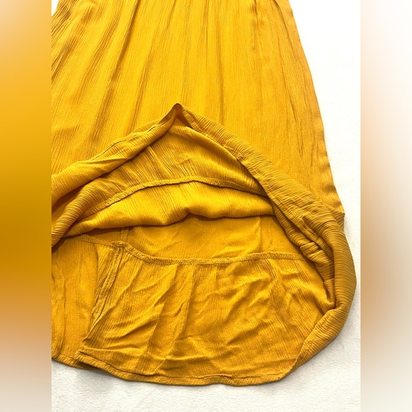 Maurices Yellow Solid Floral Crochet Lace Bodice Top V-Neck Midi Dress Large - Picture 10 of 16